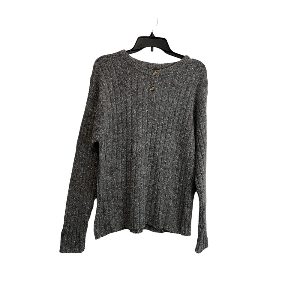 Westbound Casual Gray Speckled Quarter Button Henley Wool Blend Sweater Size L
